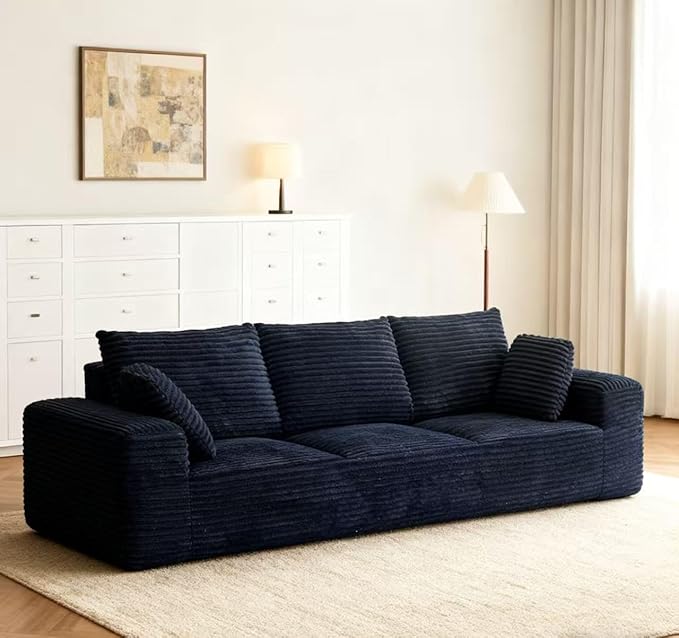 104.3“ Modular Sectional Cloud Couch Boneless Couches for Living Room 3 Seater Modern Lounge Couch No Assembly Required Black