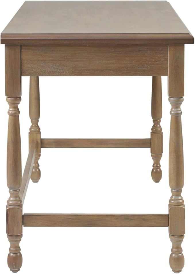 Martha Stewart Tabitha Solid Wood Writing Table with Metal Glides Drawer for Storage Living Room Furniture Home Office Small Computer Desk Turned Legs 47.5 W x 23 D x 29 H Natural