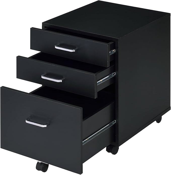 Modern 3 Drawer Small File Cabinet with Lock Under Desk Locking Storage Drawers Organizer for Home Office Filing CabinetsBlack