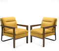 GOFLAME Mid-Century Accent Sofa Chair Set of 2 Modern Linen Fabric Armchair with Extra-Thick Padded Backrest and Seat Cushion Single Sofa Chair