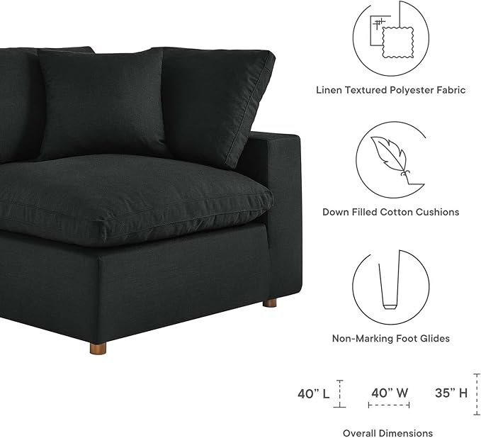 Modway Commix Down-Filled Overstuffed Upholstered Sectional Sofa Corner Chair
