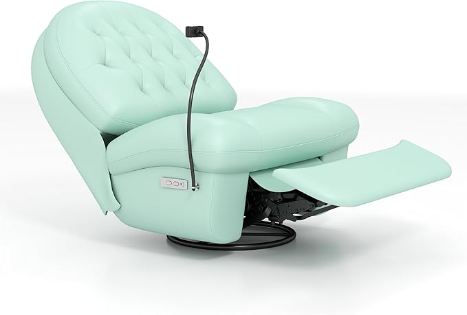 Kinpaw Power Recliner Chair Power Swivel Rocker Recliner Reclining Sofa with USB and Type-C Ports &amp Phone Holder for Adults in Living Room Bedroom Home TheaterStain-Resistant Green