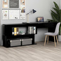 Rotatable Corner Desk Modern Writing Computer Desk Home Office Desk Writing Study Table PC Desk Workstation for Bedroom High Gloss Black 78.7x19.7x29.9 Engineered Wood(G)