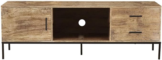 TV Stand for 55/60 Inch TV Modern Wood Entertainment Center with Storage 52 Media Console Table with 2 Drawers &amp Door Cabinet Television Stands for Living Room &amp Bedroom (Rustic Brown)