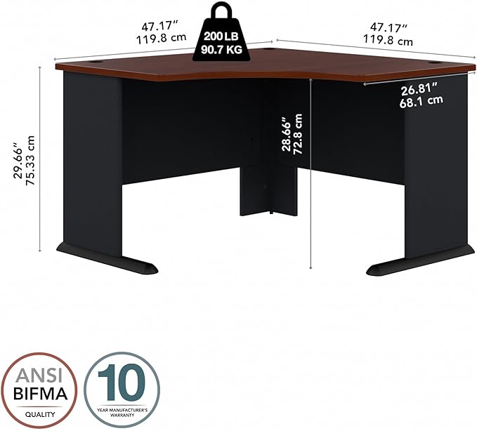 Bush Business Furniture Series C 48W x 30D Shell Desk in Mocha Cherry Office Workstation for Professional Use Compact Desktop Solution for Workspace