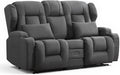 Loveseat Recliner SofaRV Wall Hugger Recliners for Small SpacesReclining Loveseat Sofa Recliner with Cup Holders/Lumbar PillowsRV Furniture (Dark Gray Loveseat with Flip-up Console)