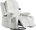 Triple Motor Power Swivel Rocker Recliner Chair with Adjustable Armrests for Adults Elderly FSC Certified Faux Leather Rocking Chair Nursery for Breastfeeding(White)