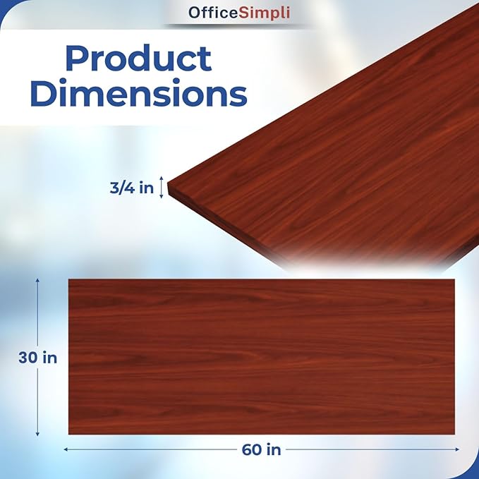 OfficeSimpli 60 x 30 Inch Desk Top Made in USA Replacement Table Top for Sit-to-Stand Adjustable Desk Frame Countertop Workbench for Home and Office (Desk Top only) - Mahogany Long Grain