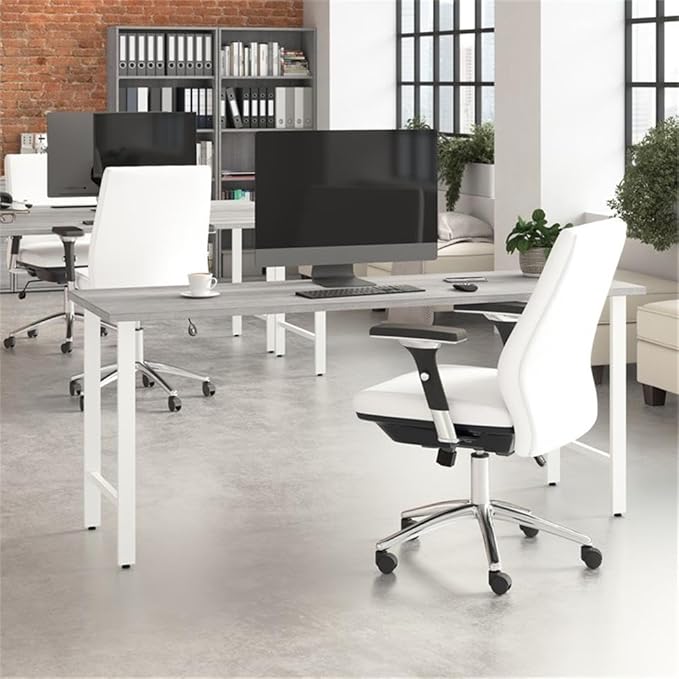 Bush Business Furniture Hustle 72W x 24D Computer Desk with Metal Legs in Platinum Gray/White Modular Office Table for Home and Professional Workspace