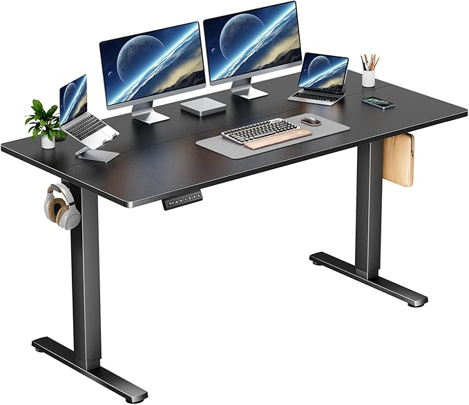 Electric Height Adjustable Standing Desk 48x24 Inches Ergonomic Sit-to-Stand Rising Computer Table for Home Office