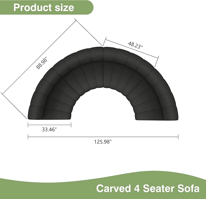 LEVNARY Modular Sectional Sofa Convertible Sectional Couch Set Large-Grain Velvet Modular Sectionals Curved 4 Seater Cloud Sofa with Chaise for Living Room (Black)