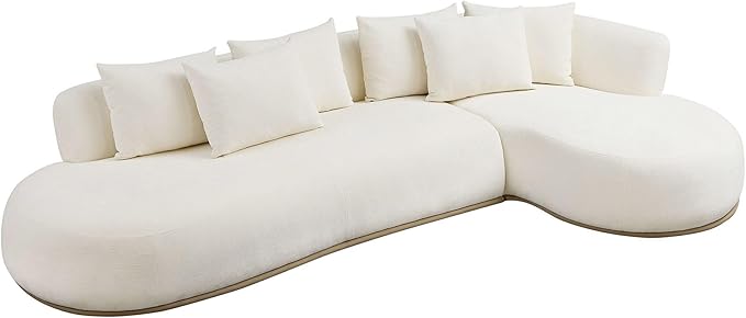 kevinplus 134.63'' Large Sectional Curved Sofa Couch with Chaise Lounge &amp Ottoman for Living Room Oversize L-Shape Modern Sectional Sofa Couch Wood Structure &amp Easy Assembly (Right-Facing B