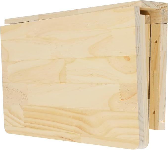 Wall Mounted Folding Table - 31.5 Pine Wood Drop Leaf Desk Space-Saving Wall Desk for Small Spaces Rustic Floating Shelf for Small Spaces Kitchen Laundry Room Home Office Wood Color