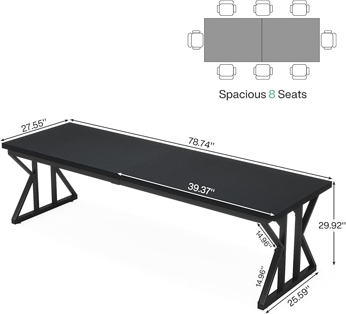 Tribesigns 78.7 Inches Long Computer Desk Two Person Desk Large Executive Office Desk Double Desk Study Writing Table for Home Office (Black)