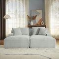 79 Double Chaise Lounge Chair Indoor: Oversized Comfy Corduroy Upholstered Boneless Couch with 4 Pillows for Living Room Bedroom and Apartment Deep Seat Sleeper Sofa 2-Seat Light Ash Gray