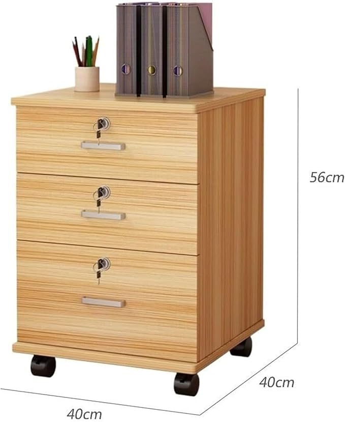 Mobile Locking Filing Cabinet for Home Office Low Cabinets with Drawers for Nized File Storage(Black)