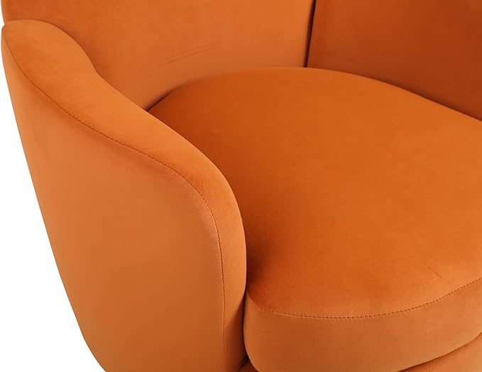 Swivel Accent Chair Modern Velvet American Design Swivel Round Barrel Chairs Upholstered Cozy Style for Living Room Bedroom Home Office (Velvet Orange 1 Pack)
