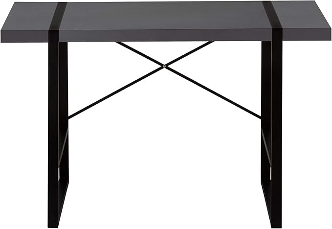 Penau Computer Desk for Home Office 48In Grey Laminate Surface Modern Black Metal Legs Contemporary Design Versatile Usage