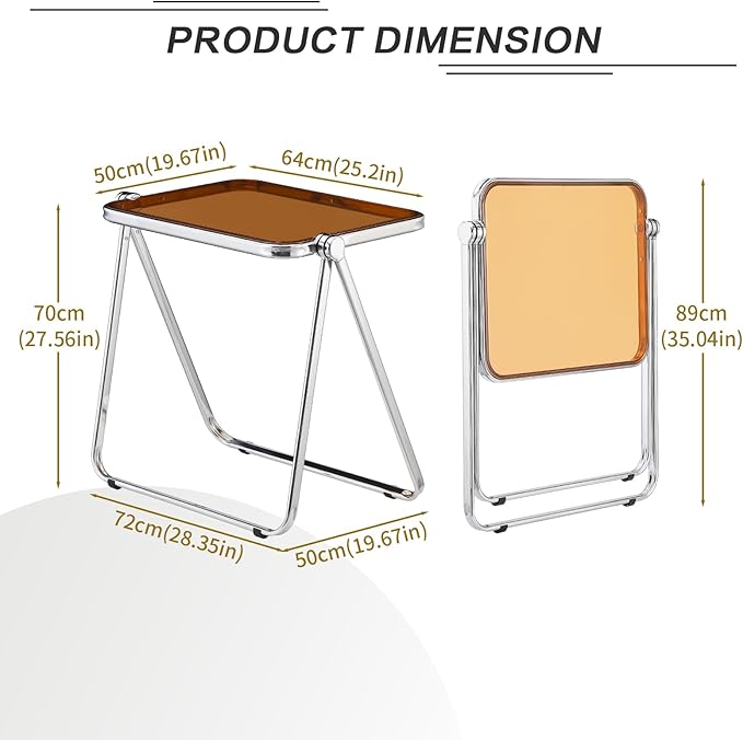 Clear Acrylic Foldable Table Small Folding Table for Snack Dinner on Couch Desk for Home