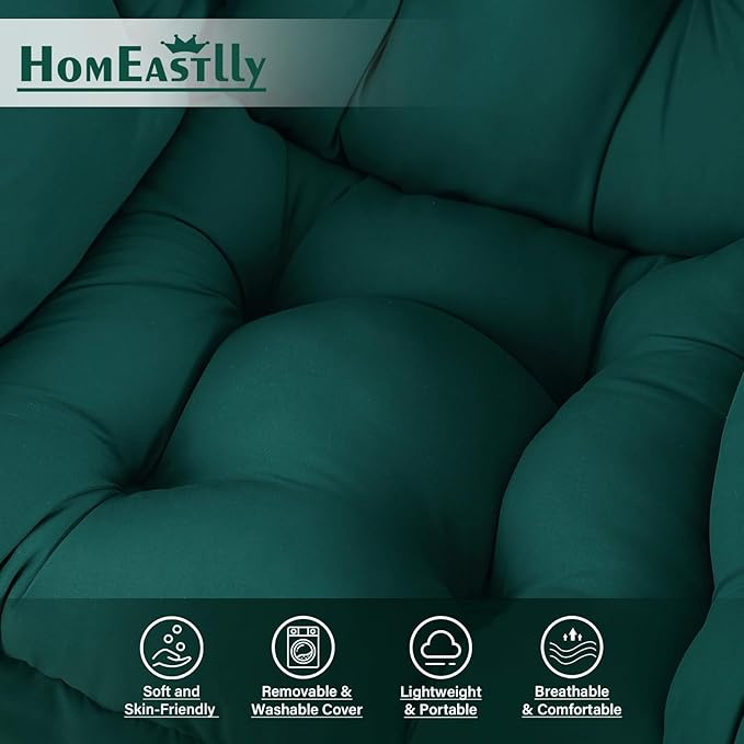 Lazy Chair with Ottoman Large Dark Green Accent Chair with Ottoman Comfy Reading Armchair Leisure Sofa Chair for Living Room Bedroom Dorm Room Office