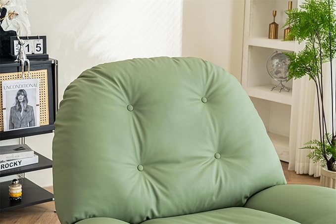 Power Recliner Sofa Chair 270 Degree Swivel Leisure Single Sofa with Button Control Wireless Speaker USB Ports Hidden Arm Storage and Phone Holder for Living Room Bedroom Green PU (Without LED)