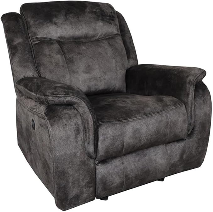Pemberly Row Park City Polyester Fabric Power Glider Recliner Slate Finish 38W x 39D x 39H Hardwood Plywood Frame Pocket Coil Seating Smooth Reclining and Gliding Elegant Living Room Chair