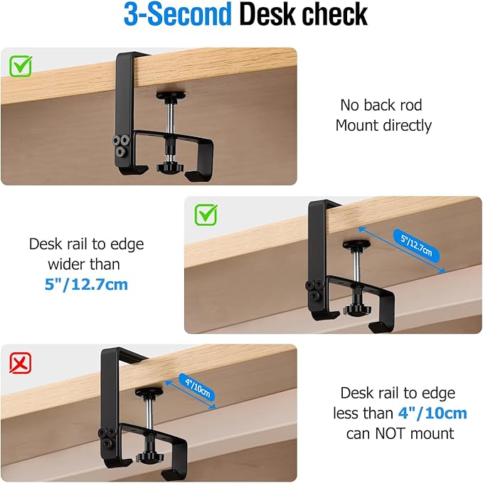 Under Desk Cable Management Tray - Heavy Duty No-Drill Clamp &amp Screw Mount 28-Inch Cord Organizer for Home Office Gaming Setup &amp Study Room Holds Power Strip &amp Large Adapters (Black 28