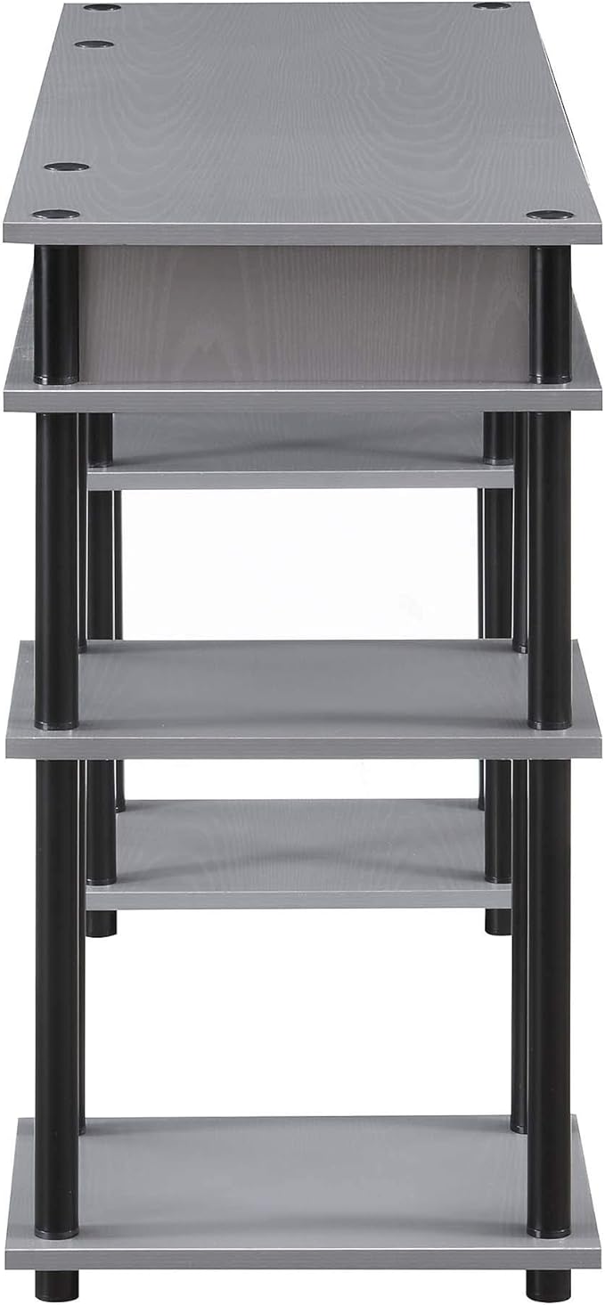 Convenience Concepts Designs2Go No Tools Desk Home Office Desk with Shelves Corner Shelf Vanity Desk Computer Desk Nail Table for Nail Tech - 47.25 L x 15.75 W x 30 H Gray/Black
