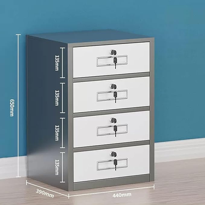 ELEFOCUS Under Desk File Cabinet Metal with Locking Drawer Multi-Layer Storage Cabinet Bedside Cabinet Office Home(Size:44X39X65CMColor:B)