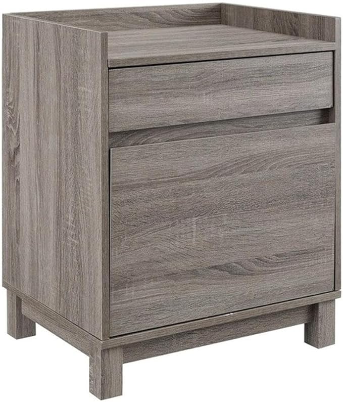 Riverbay Furniture Modern Filing Cabinet 2-Drawer Wood Frame Gray Veneer Finish Compact Office Storage with Hanging File Drawer and Printer Stand 27.13 in H x 22 in W x 17 in D