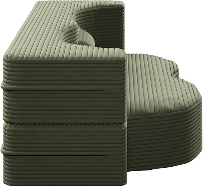 2 in 1 Convertible Folding Sofa Bed Plush Corduroy Lazy Lounge Sofabed Foam Folding Floor Sofa Bed 78 Full Size Memory Foam Couch for Living Room Guestroom No Assembly Required Sofabed (Green)