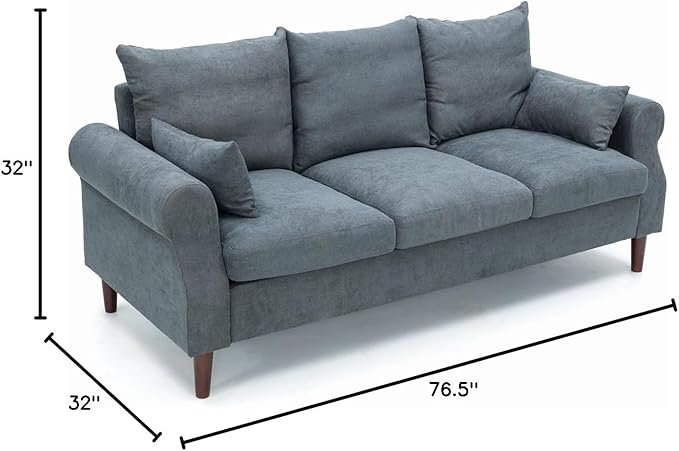 Panana 2 3 5 6 Seater Upholstered Sofa Couch Linen Fabric/Artificial Leather L Shaped Corner Sectional Loveseat Ottoman Modern Living Room Sofa (Gray Linen 3 Seater)