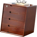 Desktop File Cabinet - Solid Wood Storage Box Desk Organizers with Lock Solid Wood Storage Box Rustic Dresser Office &amp Homeschool Desk Drawers Organizer and Accessories