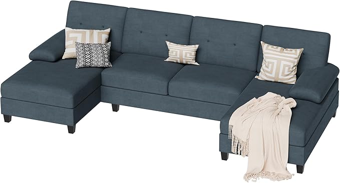 Vongrasig Sectional Couches for Living Room U-Shaped Sofa with Chaise 4-seat Large Sectional Modern Couch for Living Room Apartment (Gray)