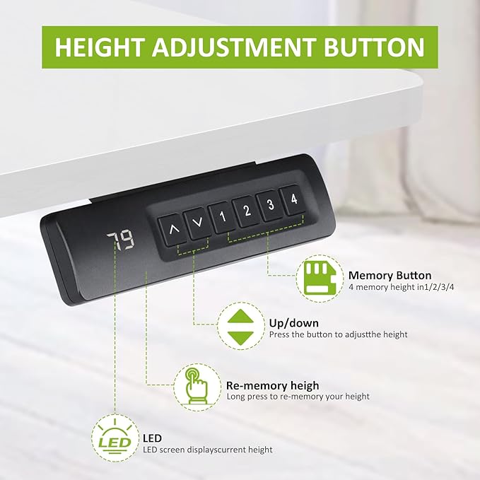 farexon Electric Standing Desk Adjustable Height 48x24 Inches Stand Up Desk with 4 Preset Heights Lockable Casters Double Hooks27''-46'' Lifting Range Home Office Computer Desk（White）