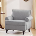 Accent Chair Retro Living Room Chairs with Soft Cushion Mid Century Modern Arm Chair Comfy Upholstered Reading Sofa Chair Grey