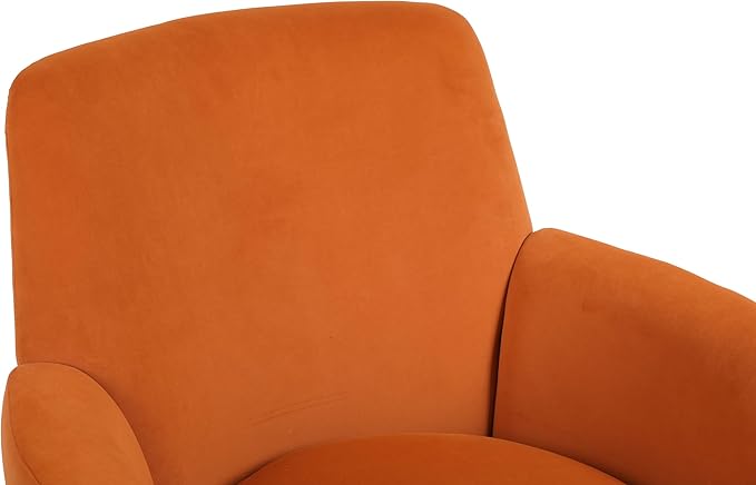 Velvet Swivel Barrel Chair Ergonomic Accent Chairs for Reading and Living Room 360 Swivel with Gold Stainless Steel Base (Orange)