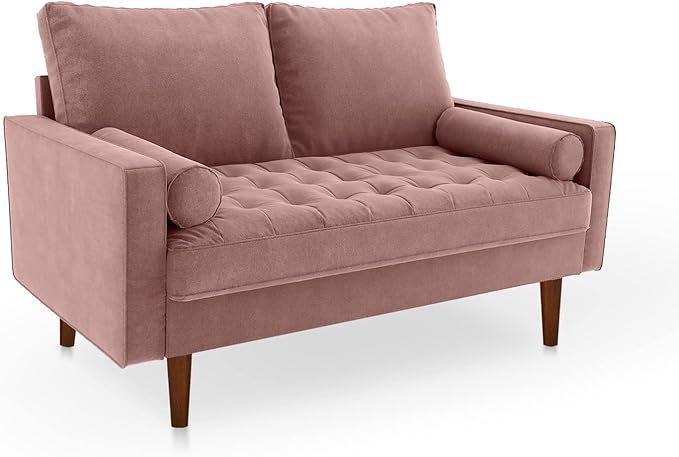 SILKIR Velvet Loveseat Sofa Love Seats Furniture for Small Spaces Mid-Century Modern Loveseats for Living Room Love Seat Couch 58 Inches Rose
