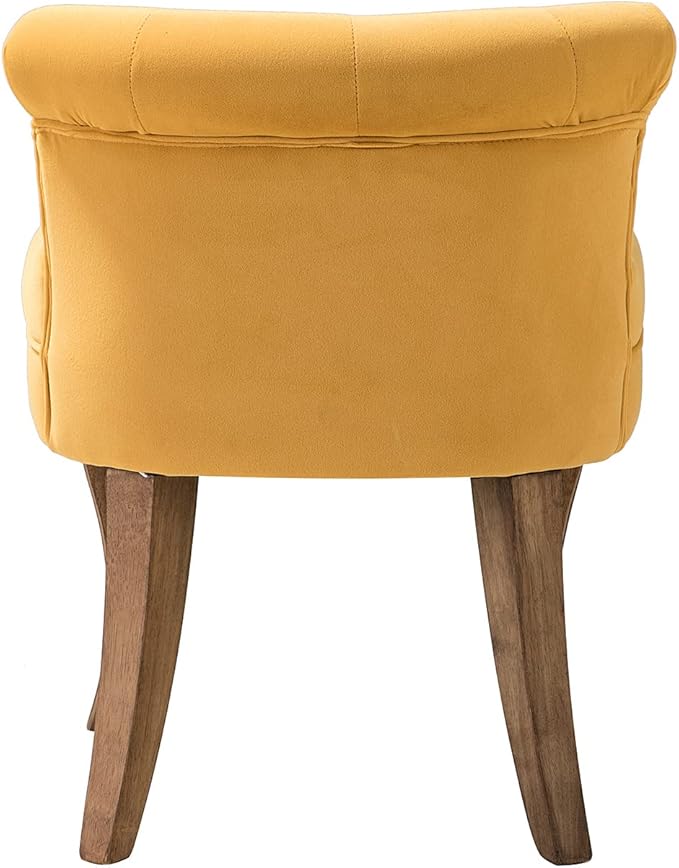 Modern Velvet Vanity Chair with with Solid Wood Legs Upholstered Vanity Stool with Low Back Small Makeup Chair Home Decor for Bedroom Living Room Dressing Table Women Girls