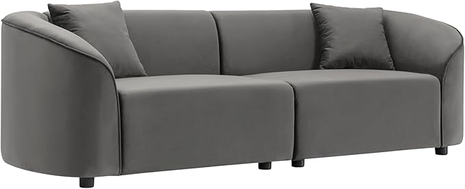 88 Velvet Minimalist Modular Sectional Sofa Oversized Sectional Couch Set with Curved Design Convertible Modular Cloud Sleeper Couch for Living Room Gray