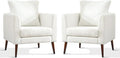 cinkehome Accent Chair Set of 2 for Living Room Modern Upholstered Teddy Barrel Arm Chair Large Pillow Solid Wood Legs