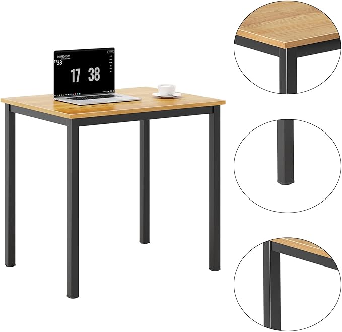 SDHYL 31.5 inches Modern Computer Desk Wooden Home Office Desk Small Writing Desk Study Table Sturdy Workstation Easy Assemble Teak (31.5L * 23.6W)