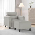 Modern Sofa Chair with Footstool Accent Chair with Ottoman Sofa Chairs Reading Chair for Living RoomChair for Bedroom Light Gray 23.6 Microfiber Fabric -22