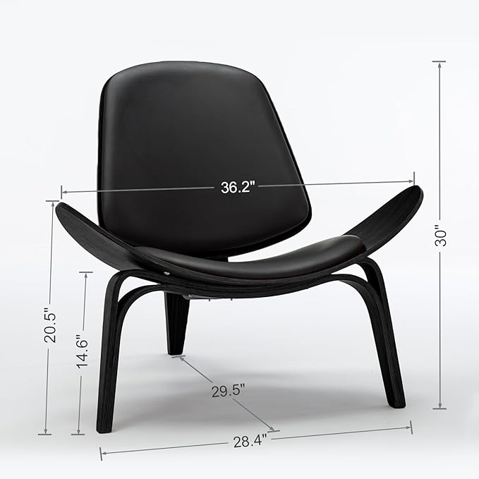 OAKHAM Comfy Shell Chair Mid Century Modern Accent Chair for Living Room and Bedroom with Protective Foot Pads Ergonomic (Ebony Black)