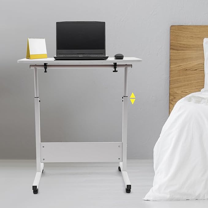 Adjustable Height Standing Desk Stand Up Desk with 360° Flip Wheels for Small Spaces and Home Offices Classrooms White(Adjustable Height: 32-47 in)