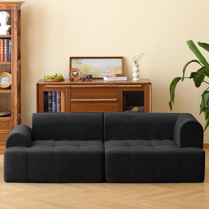 N&ampV Foam Sofa Made with All Foam Great for Livingroon and Bedroom (Black)