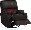 Rocking Recliner Chair Massage Rocker Recliner Chair with Vibration Massage and Heat360° Swivel Recliner Chairs Living Room Bedroom Nursery RV Brown