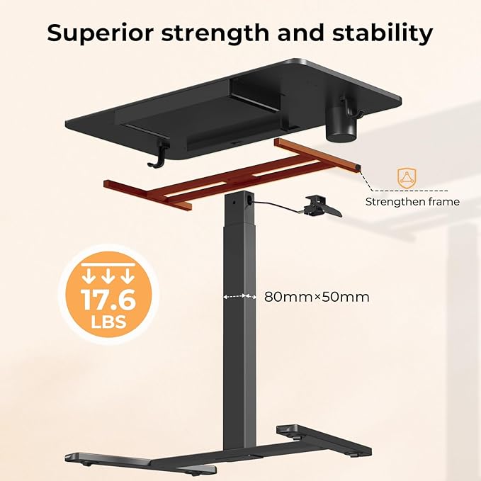 Mobile Standing Desk with Drawer 35 Small Standing Desk with Cup Holder Rolling Laptop Cart on Wheels Height Adjustable Table with Storage for Home Office Black
