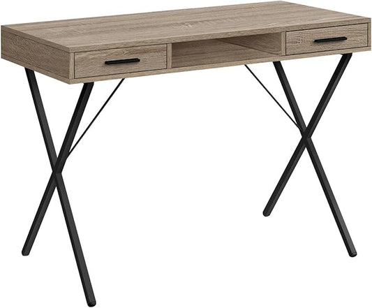 Monarch Specialties I 7796 Computer Desk Home Office Laptop Left Right Set-up Storage Drawers 42 L Work Metal Laminate Brown Black Contemporary
