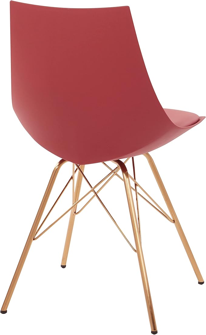 OSP Home Furnishings Oakley Mid-Century Modern Bucket Dining Chair with Faux Leather Padded Seat Desert Rose